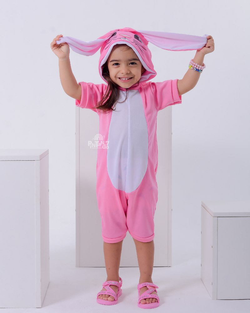 Fantasia Menina Páscoa Coelho Rosa