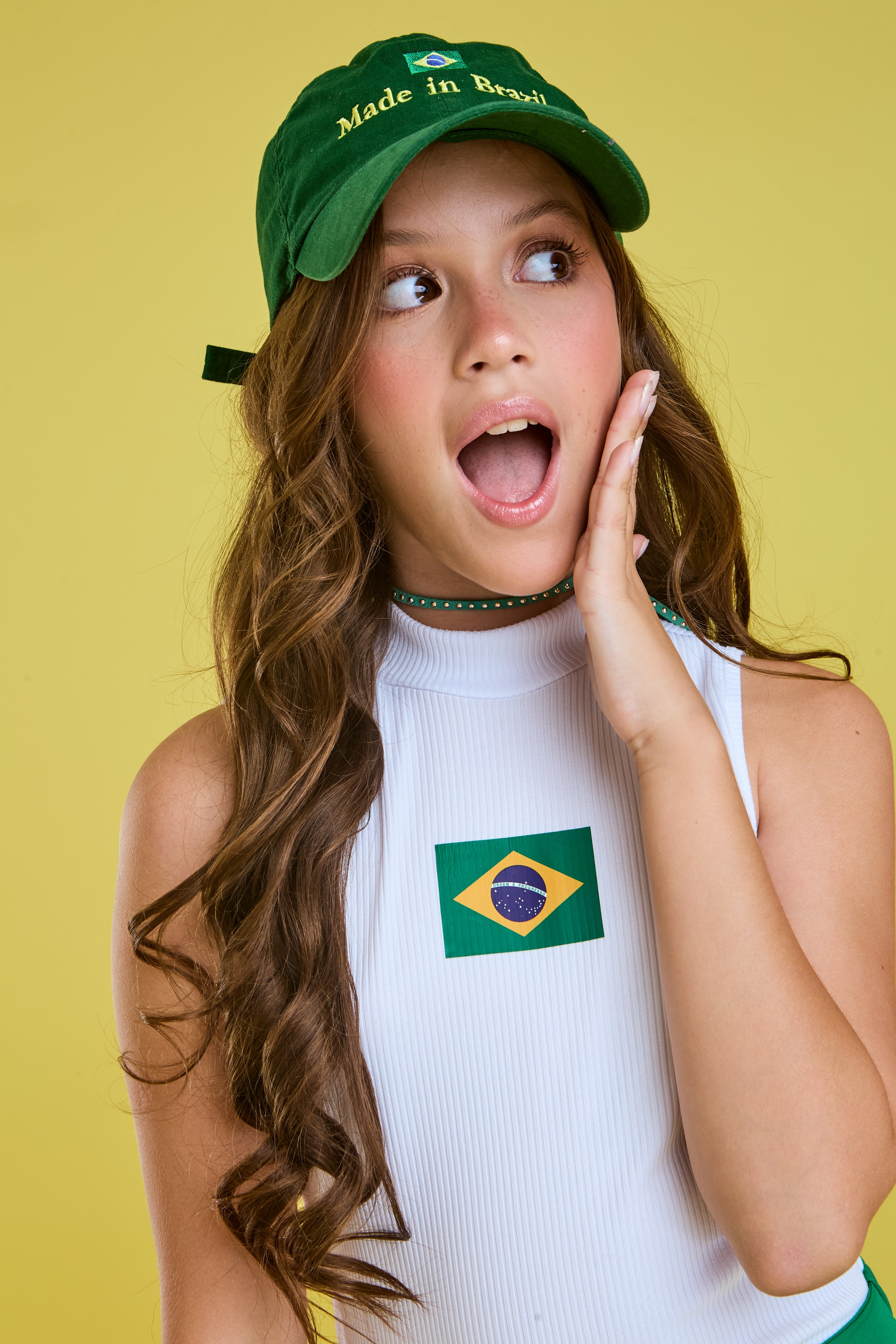 Conjunto Brasil de Short-saia VERDE - Menina