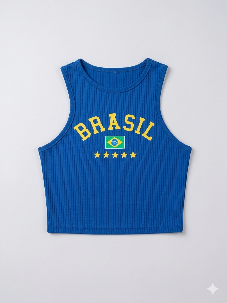 Cropped Brasil Canelado - Feminino