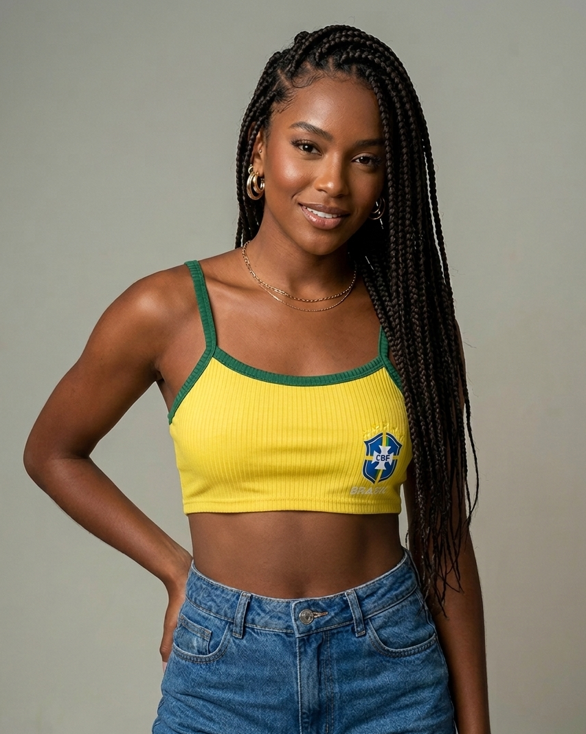 Top de Alcinha Brasil Canelado - Feminino