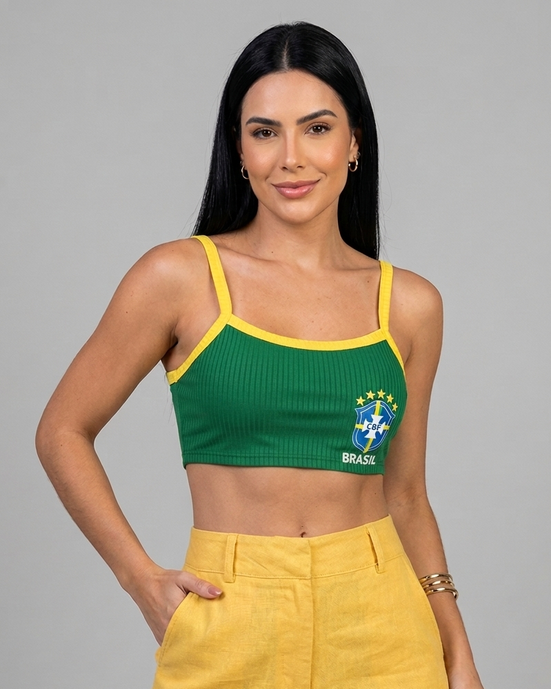 Top de Alcinha Brasil Canelado - Feminino
