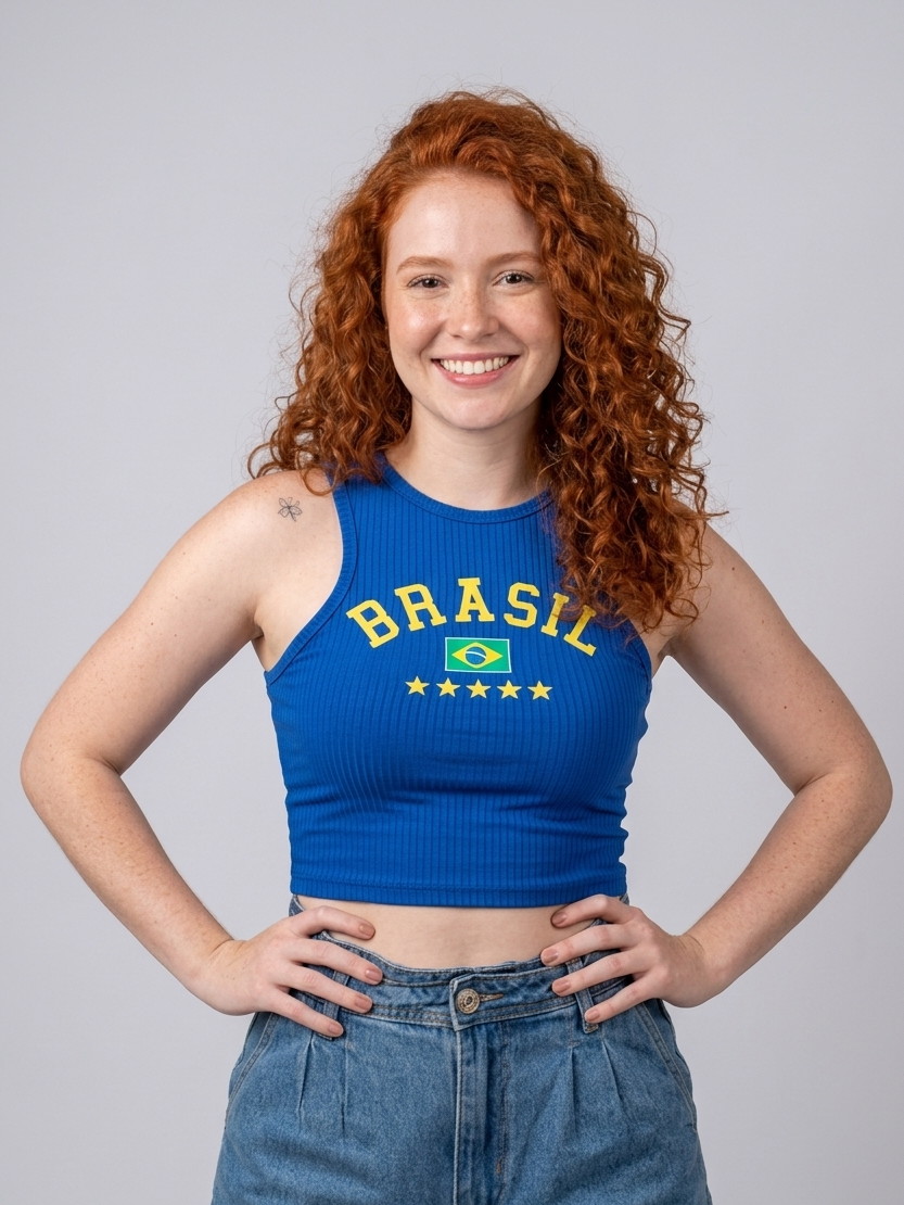 Cropped Brasil Canelado - Feminino