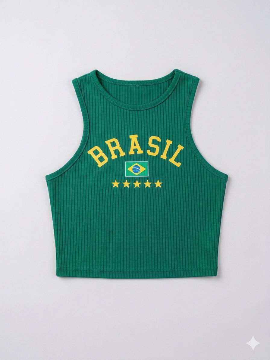 Cropped Brasil Canelado - Feminino