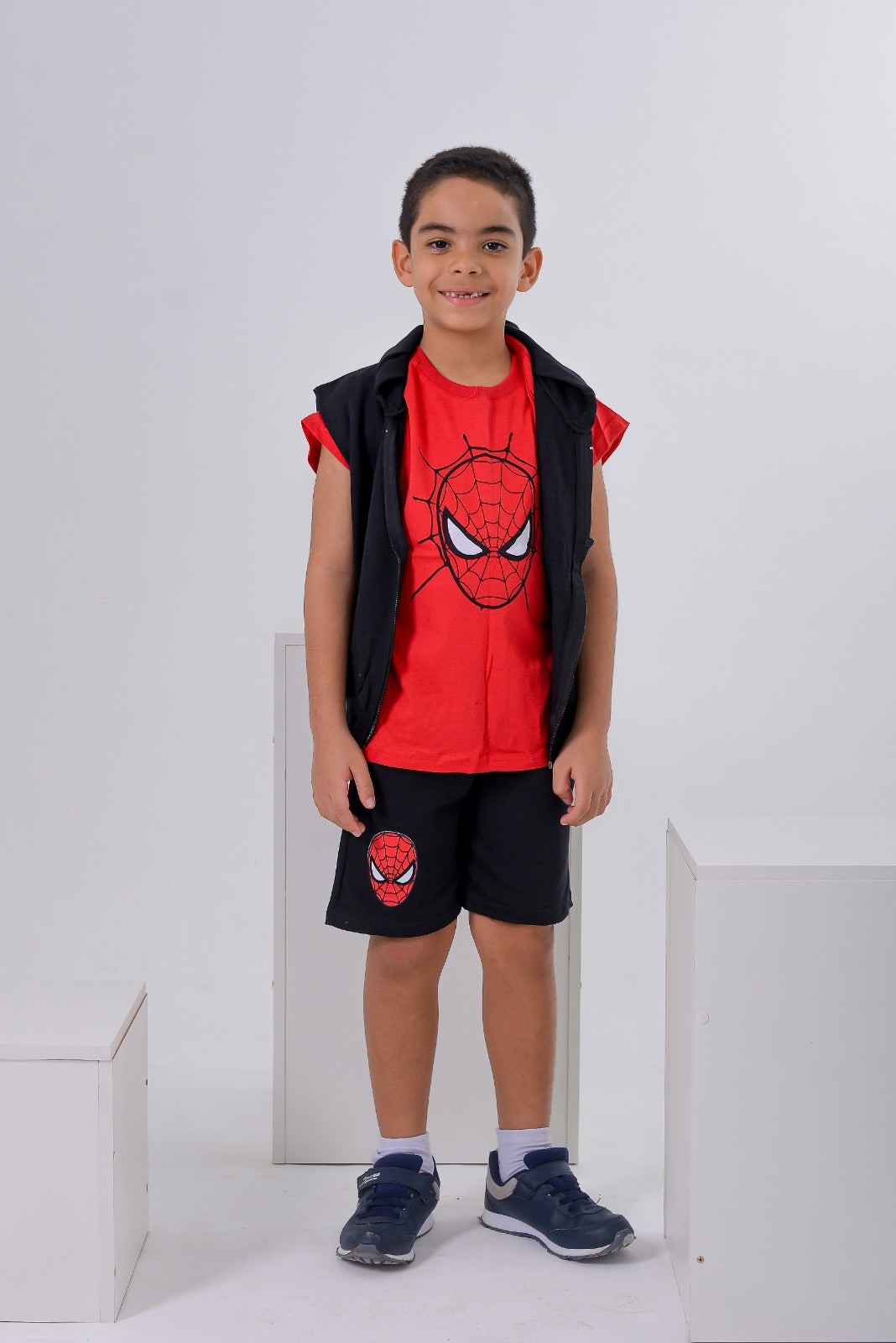 Conjunto Moletinho Infantil Menino 3 Peças com Capuz - Jaqueta, Camiseta e Bermuda