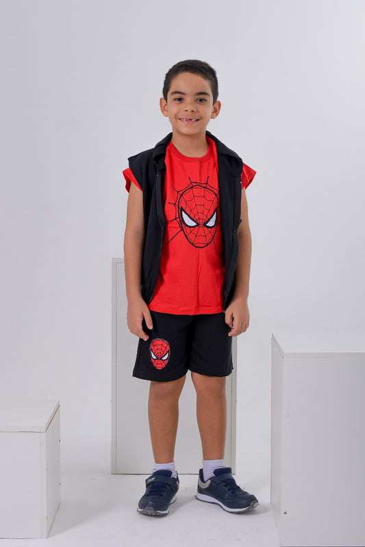 Conjunto Moletinho Infantil Menino 3 Peças com Capuz - Jaqueta, Camiseta e Bermuda