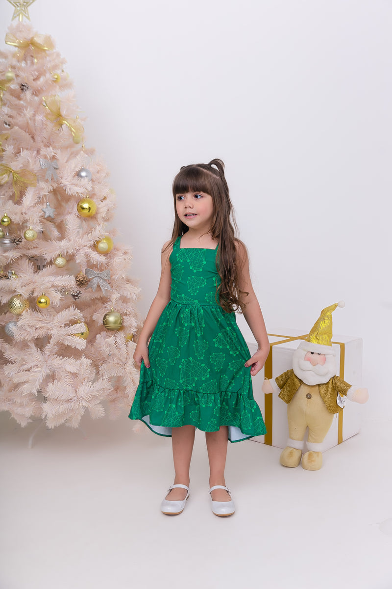 Vestido Natal Coração Pontilhado - Menina