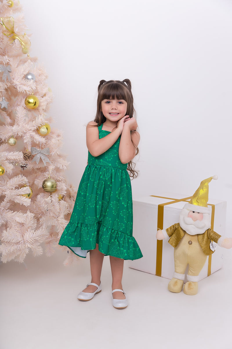 Vestido Natal Coração Pontilhado - Menina