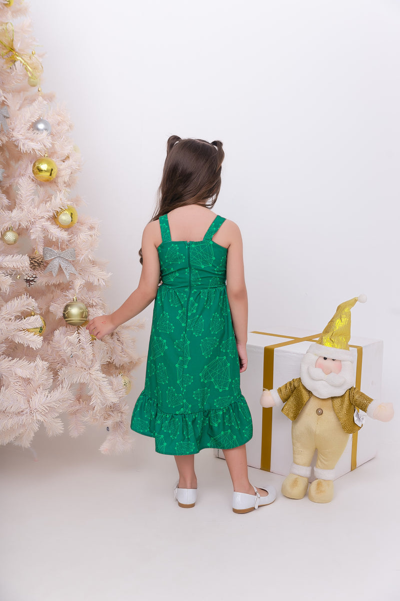 Vestido Natal Coração Pontilhado - Menina