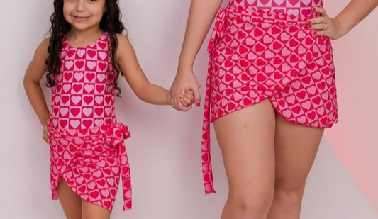 Mãe e filha Cangas/Pareô estampado feminino KIT