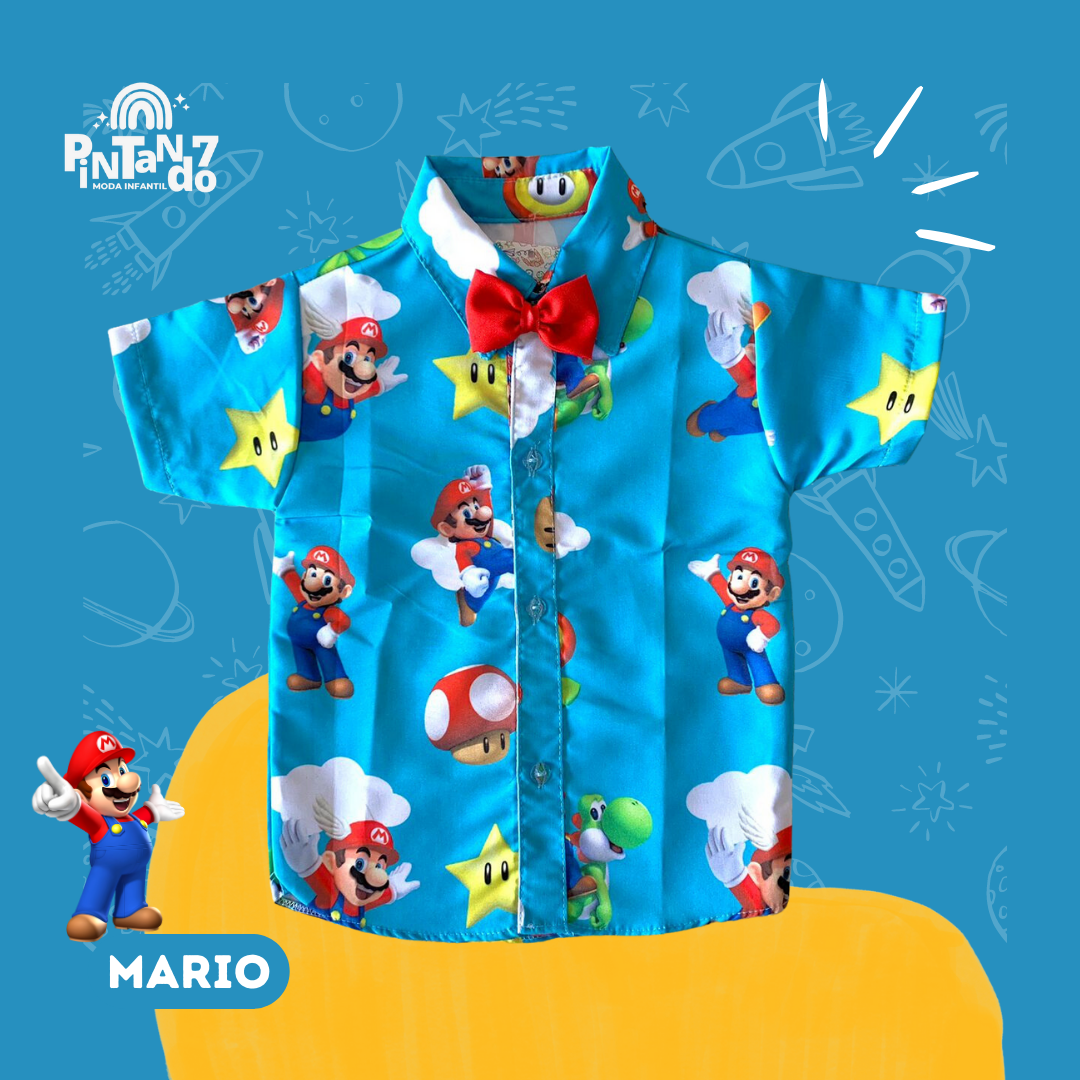 Camisa Mario - Temáticos BLACK