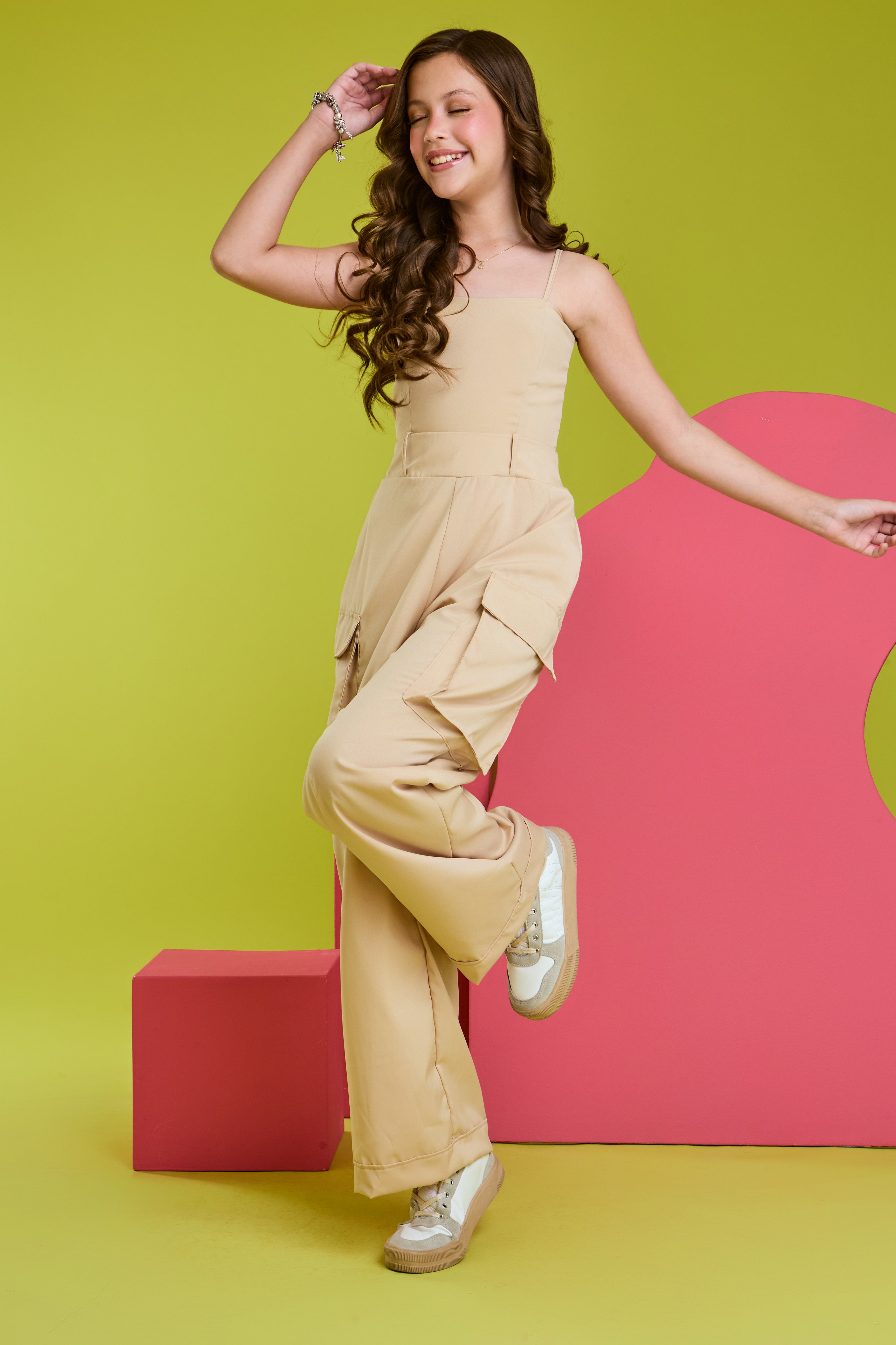 Macacão Cargo BEGE - Menina