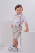 Batizado - Conjunto Branco com Bege