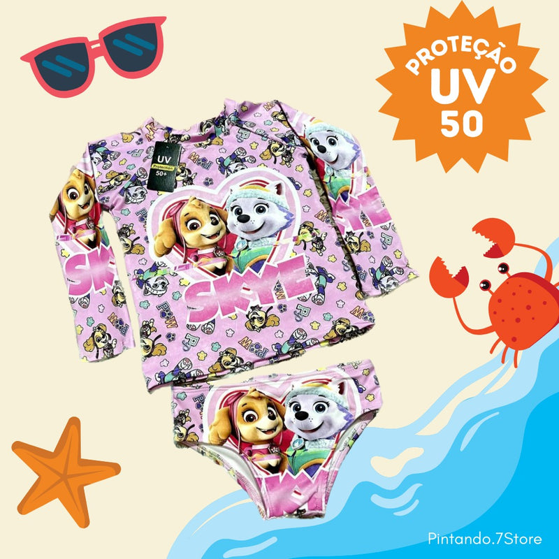 Conjunto camisa + biquini UV Proteção Solar FPS 50 - Menina