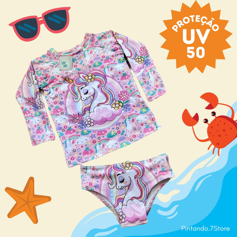 Conjunto camisa + biquini UV Proteção Solar FPS 50 - Menina