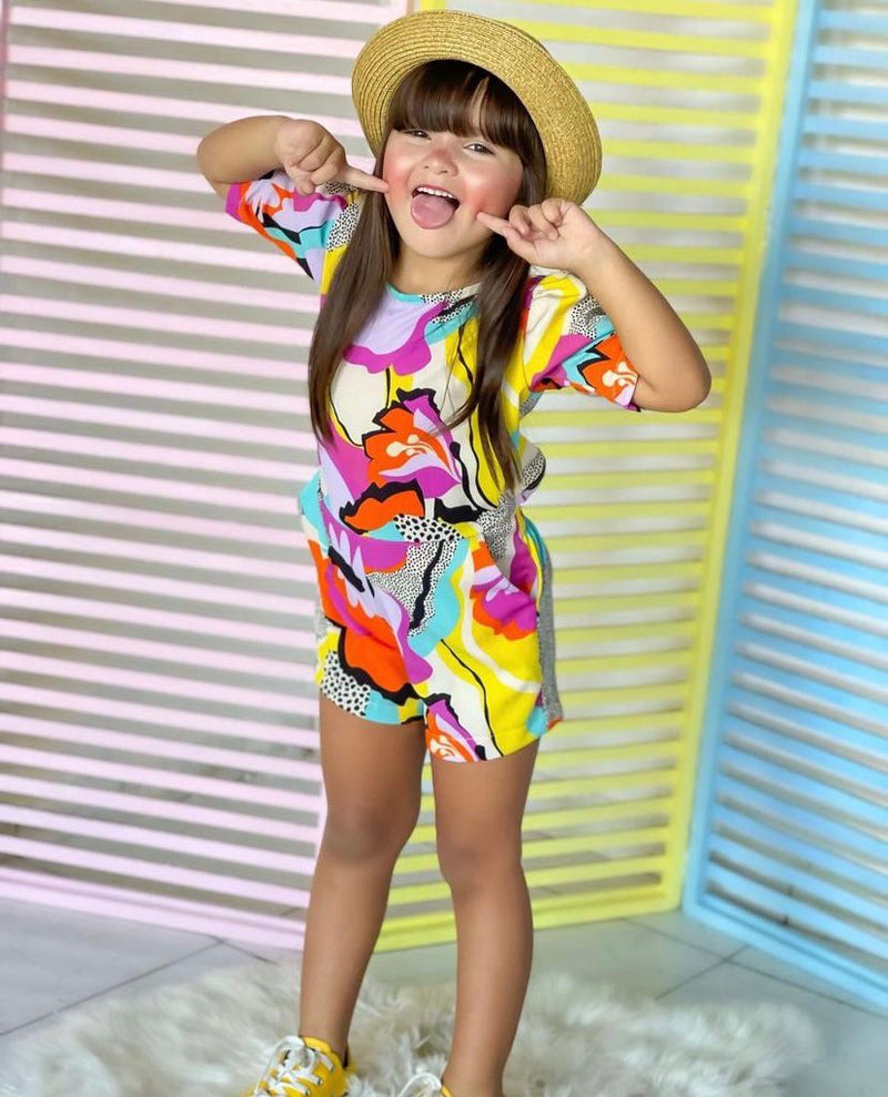 Macaquinho Estampado Menina Macacão