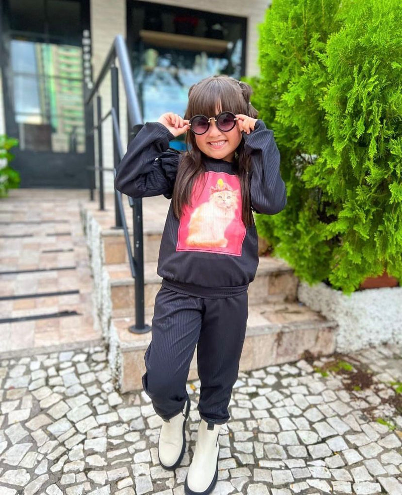 Conjunto Canelado Manga Longa e Calça -  Menina