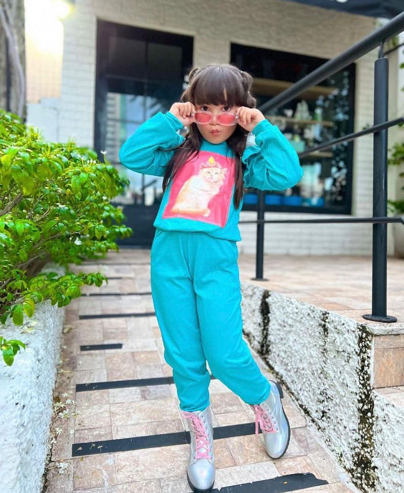 Conjunto Canelado Manga Longa e Calça -  Menina