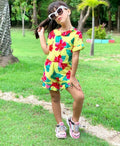 Macaquinho Amarelo Floral Menina