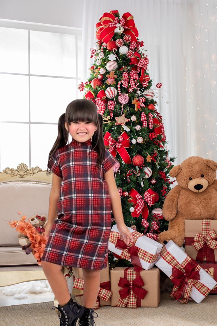 Vestido Xadrez Gola Alta Menina