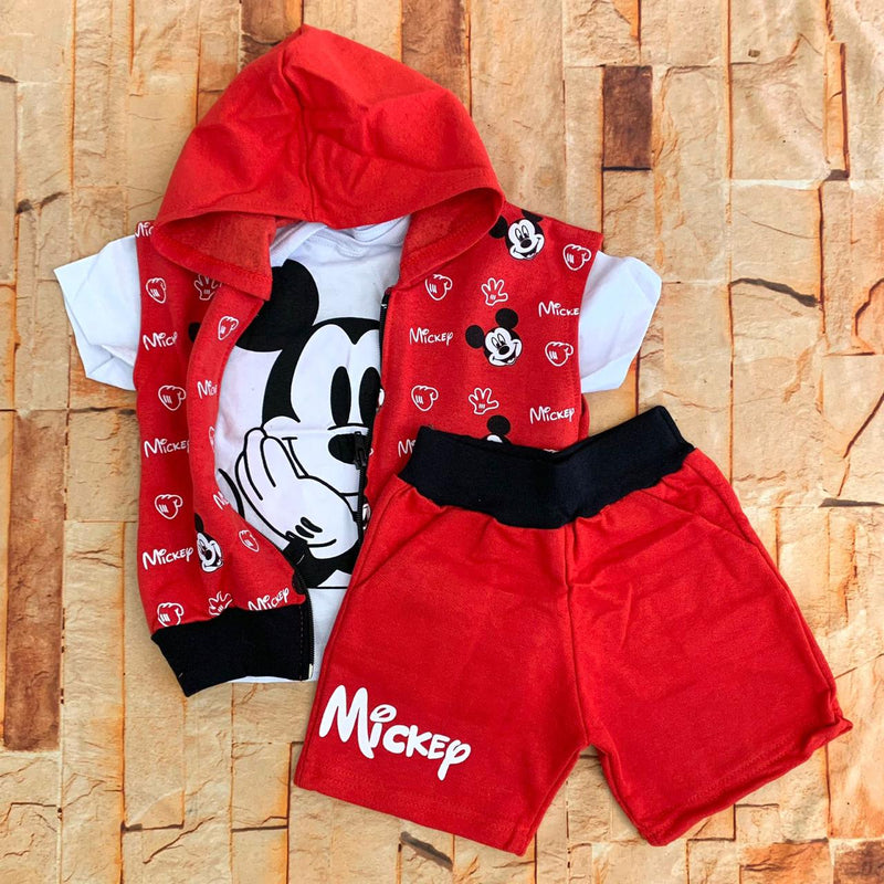 Conjunto Moletinho Infantil Menino 3 Peças com Capuz - Jaqueta, Camiseta e Bermuda
