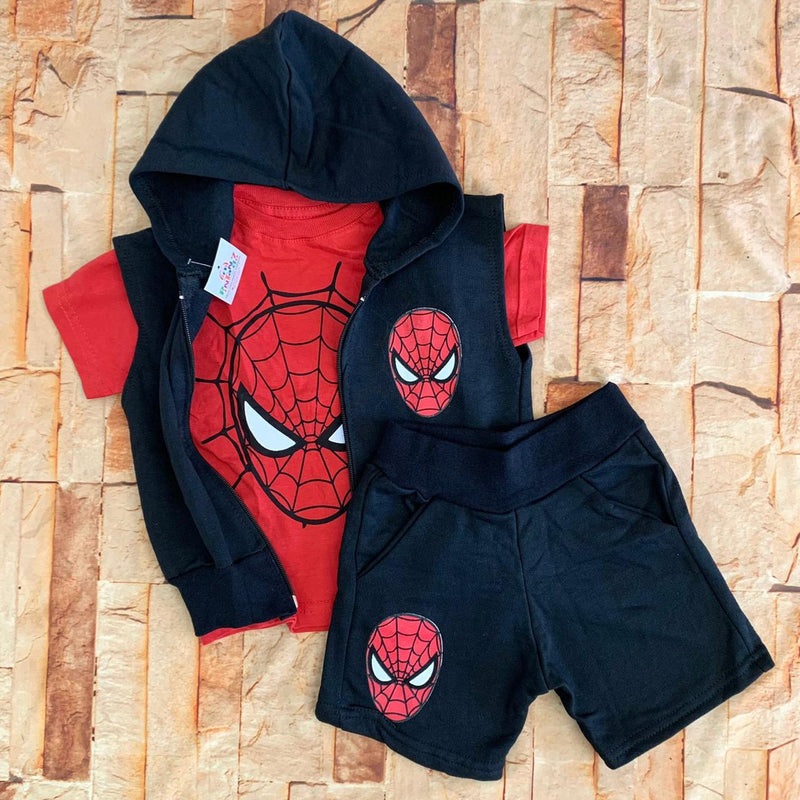Conjunto Moletinho Infantil Menino 3 Peças com Capuz - Jaqueta, Camiseta e Bermuda