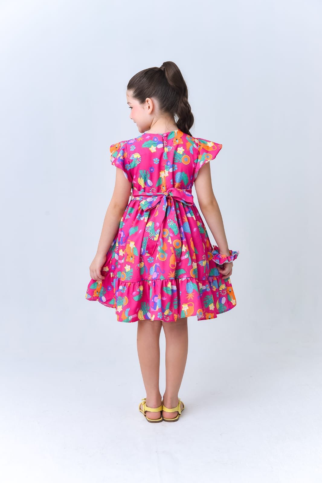 Vestido + Xuxinha Infantil Rosa Estampado Menina