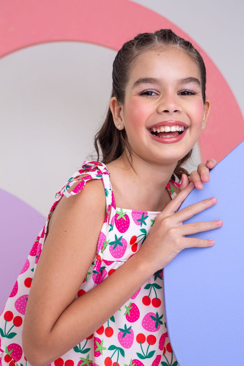 Vestido Infantil Morangos Menina