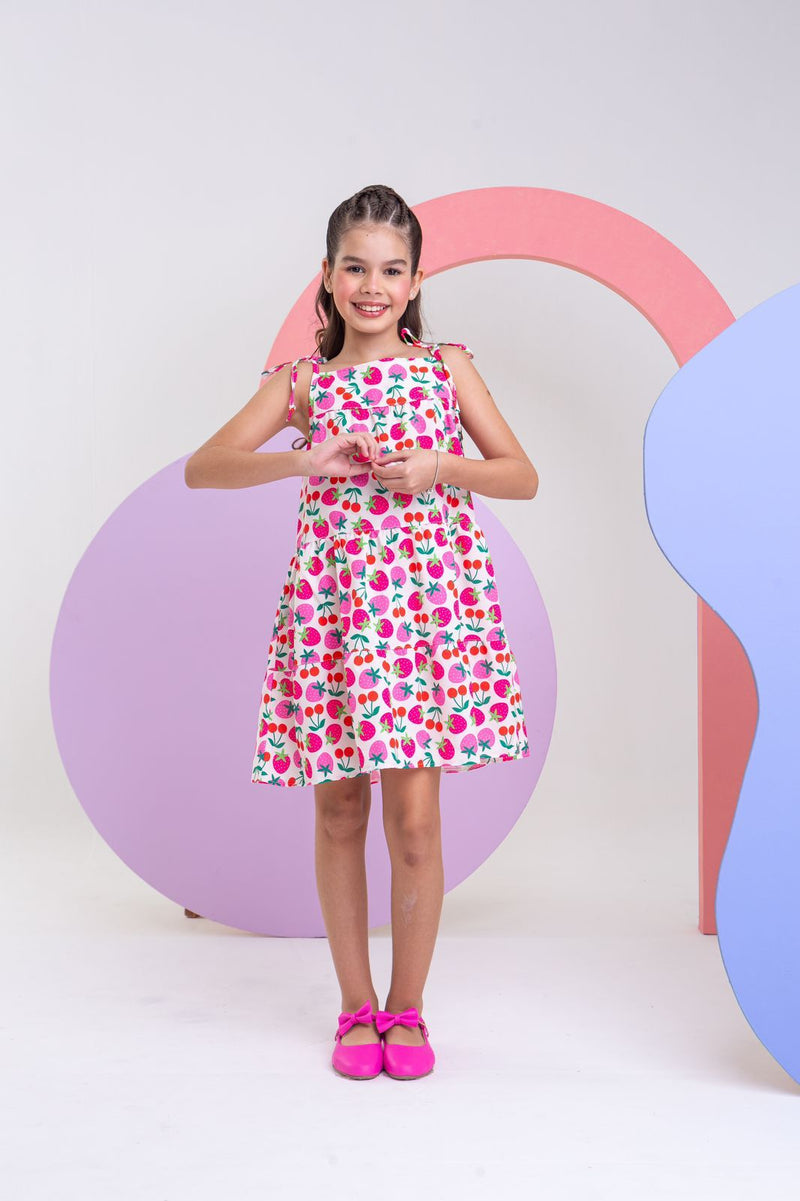 Vestido Infantil Morangos Menina