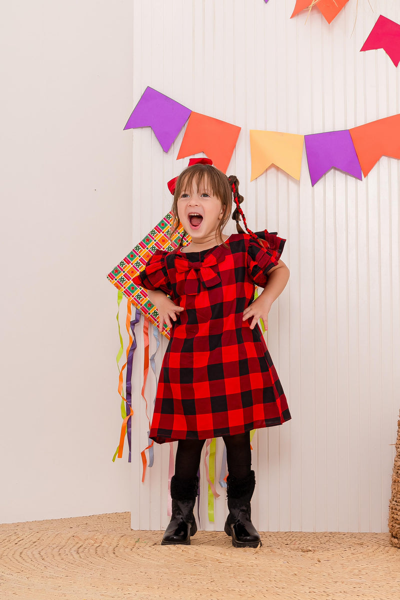 Vestido Trapézio Xadrez - Menina