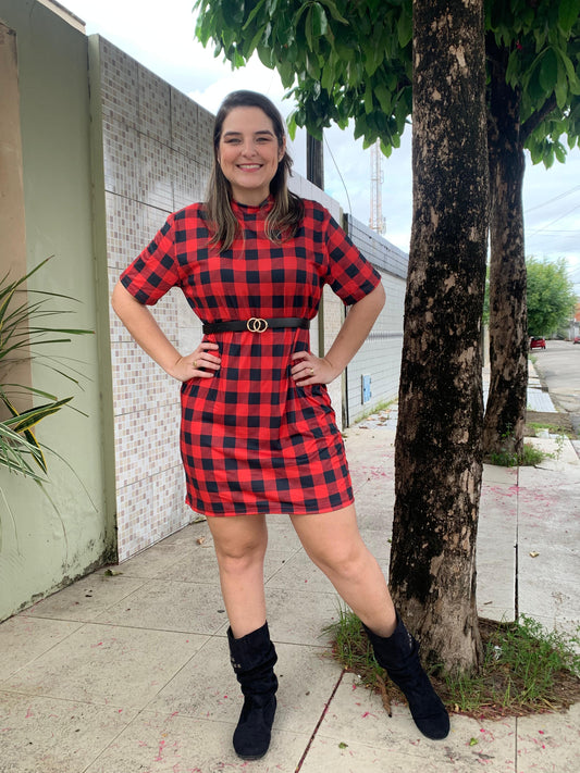 Vestido Xadrez Sued - Adulto