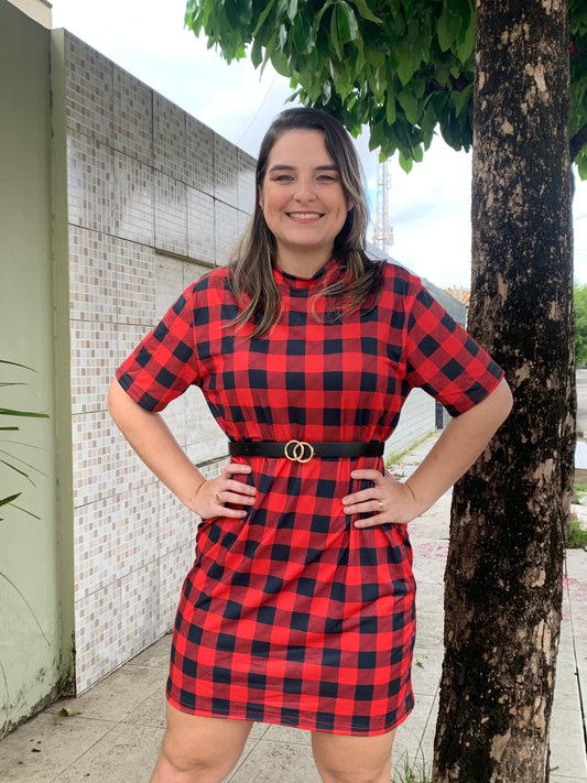 Vestido Xadrez Sued - Adulto