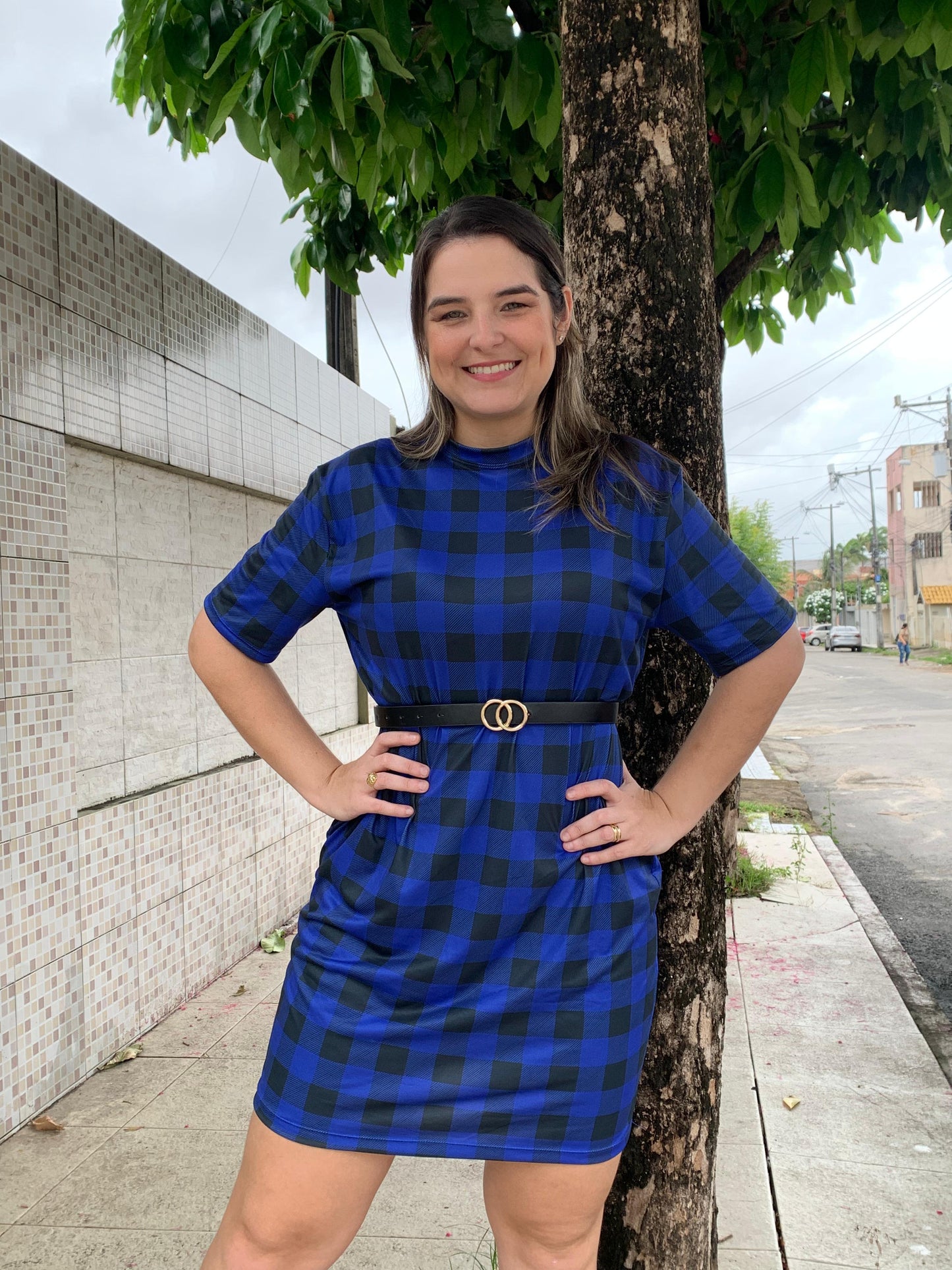 Vestido Xadrez Sued - Adulto