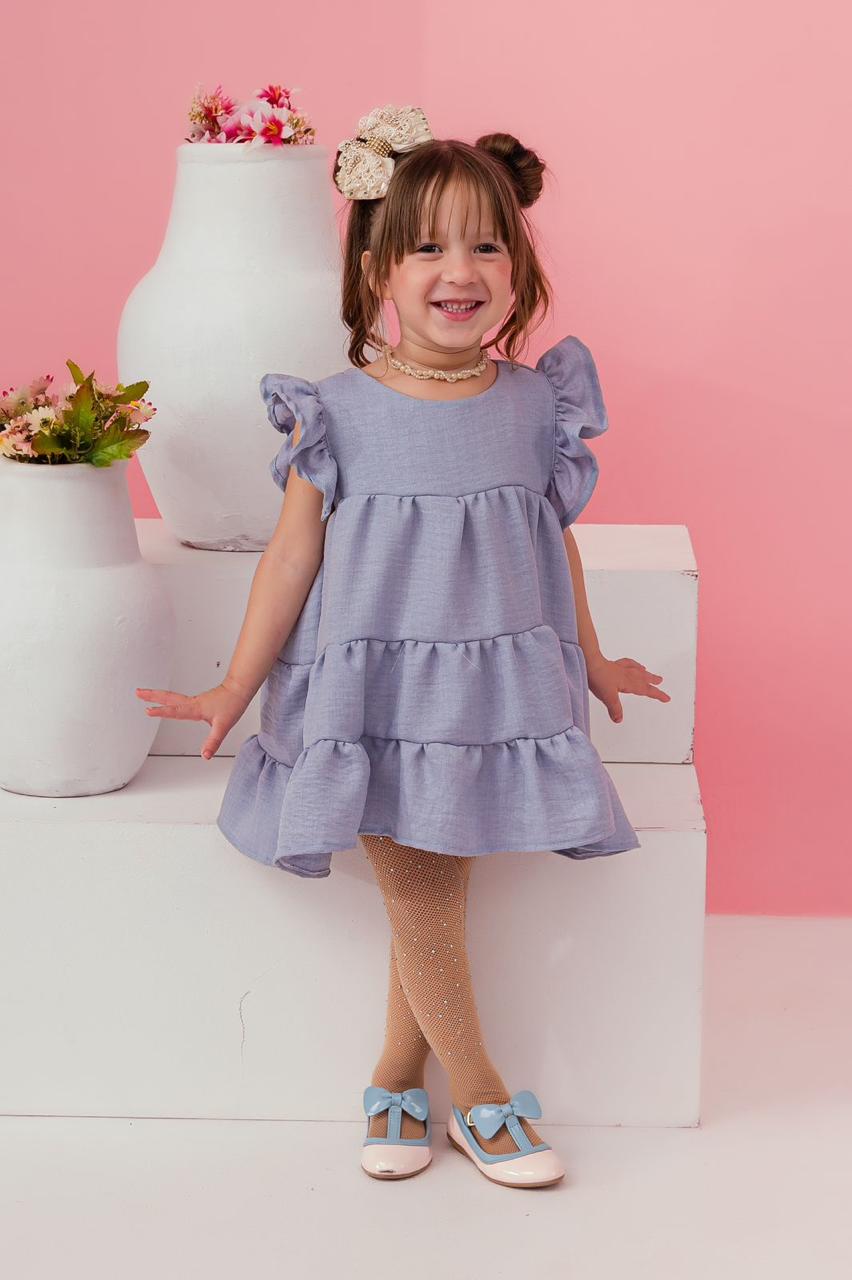Vestido Linho - Menina - Coleção Família
