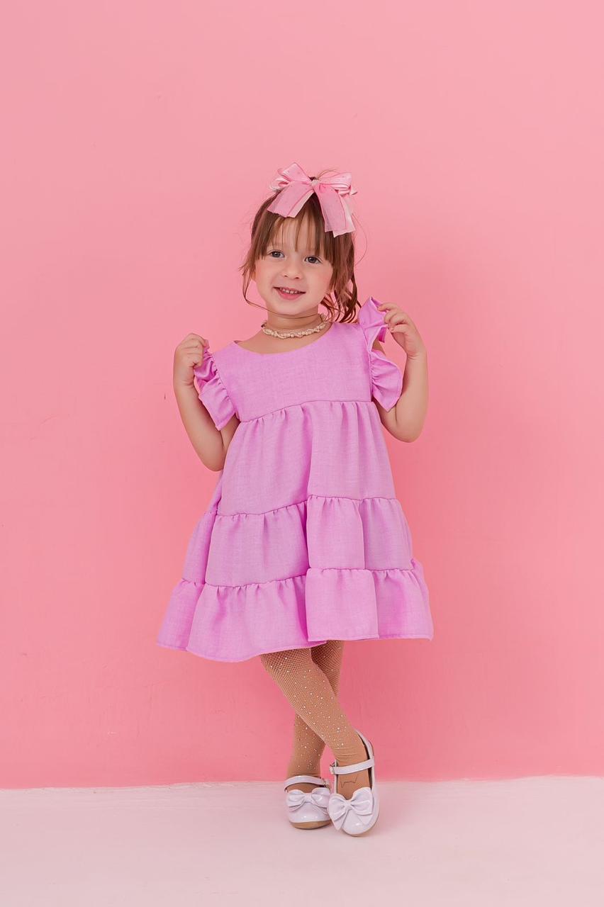 Vestido Linho - Menina - Coleção Família