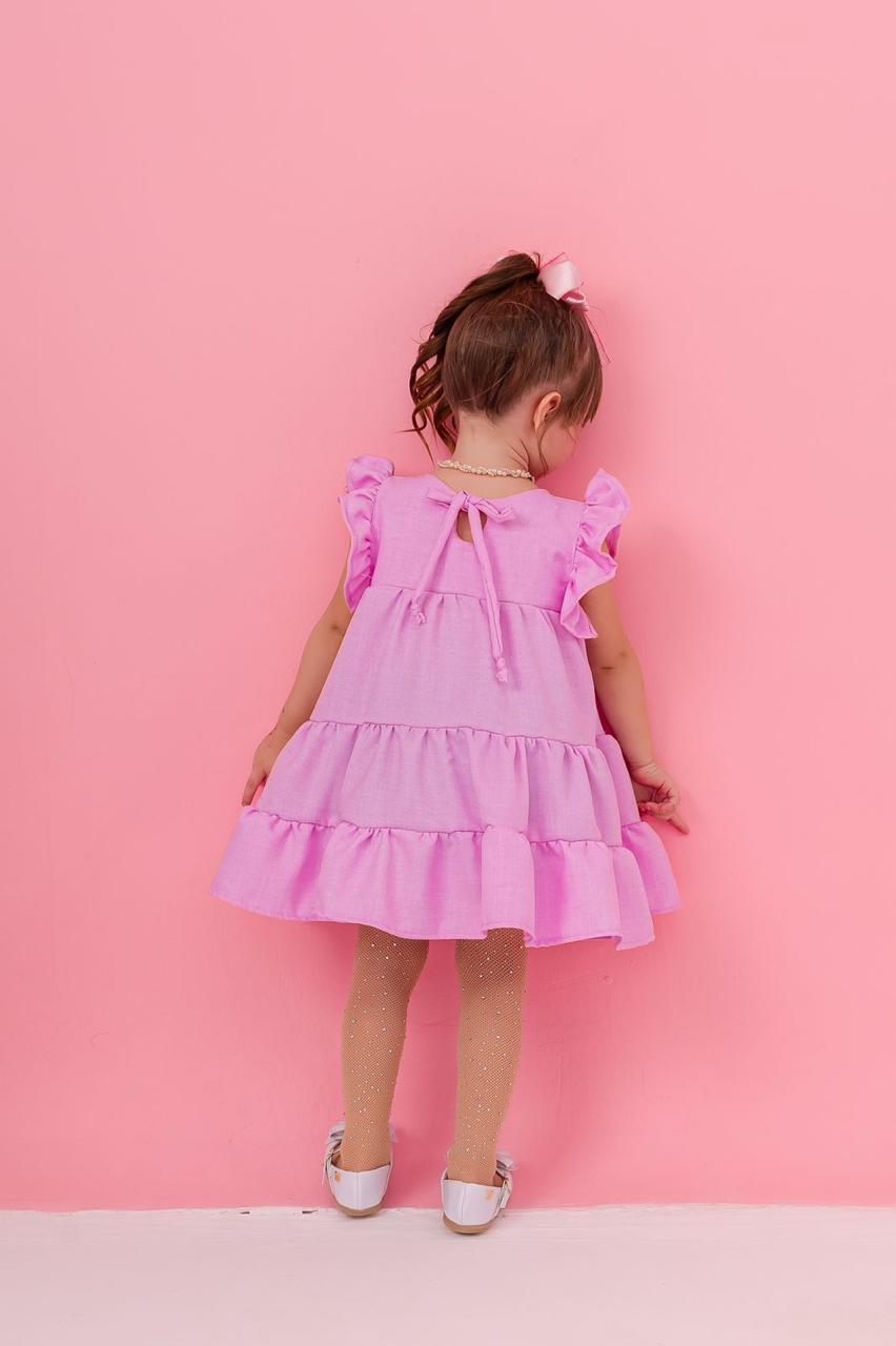 Vestido Linho - Menina - Coleção Família