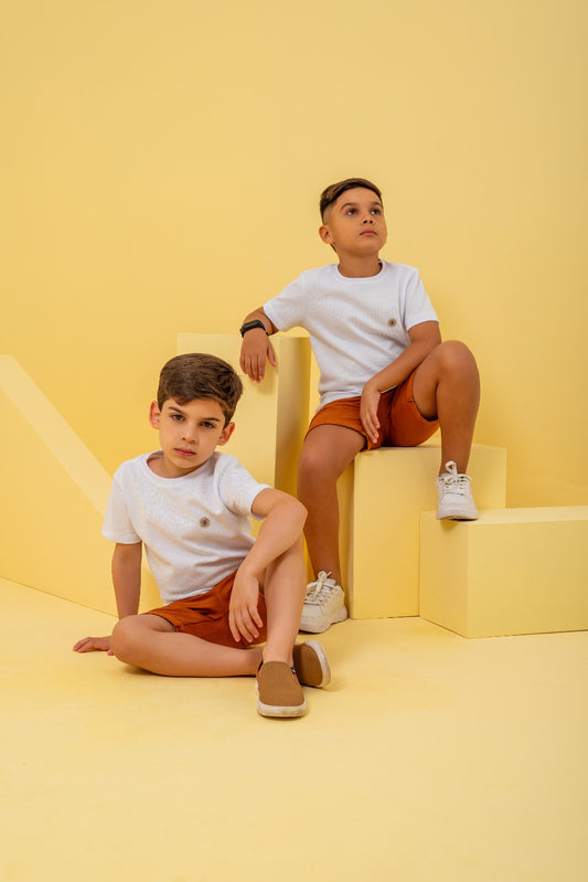 NOVO Conjunto Casual de Camisa e Bermuda - Menino