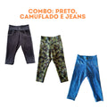 PROMO! Kit 3 Calças jeans fake infantil unissex