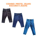 PROMO! Kit 3 Calças jeans fake infantil unissex