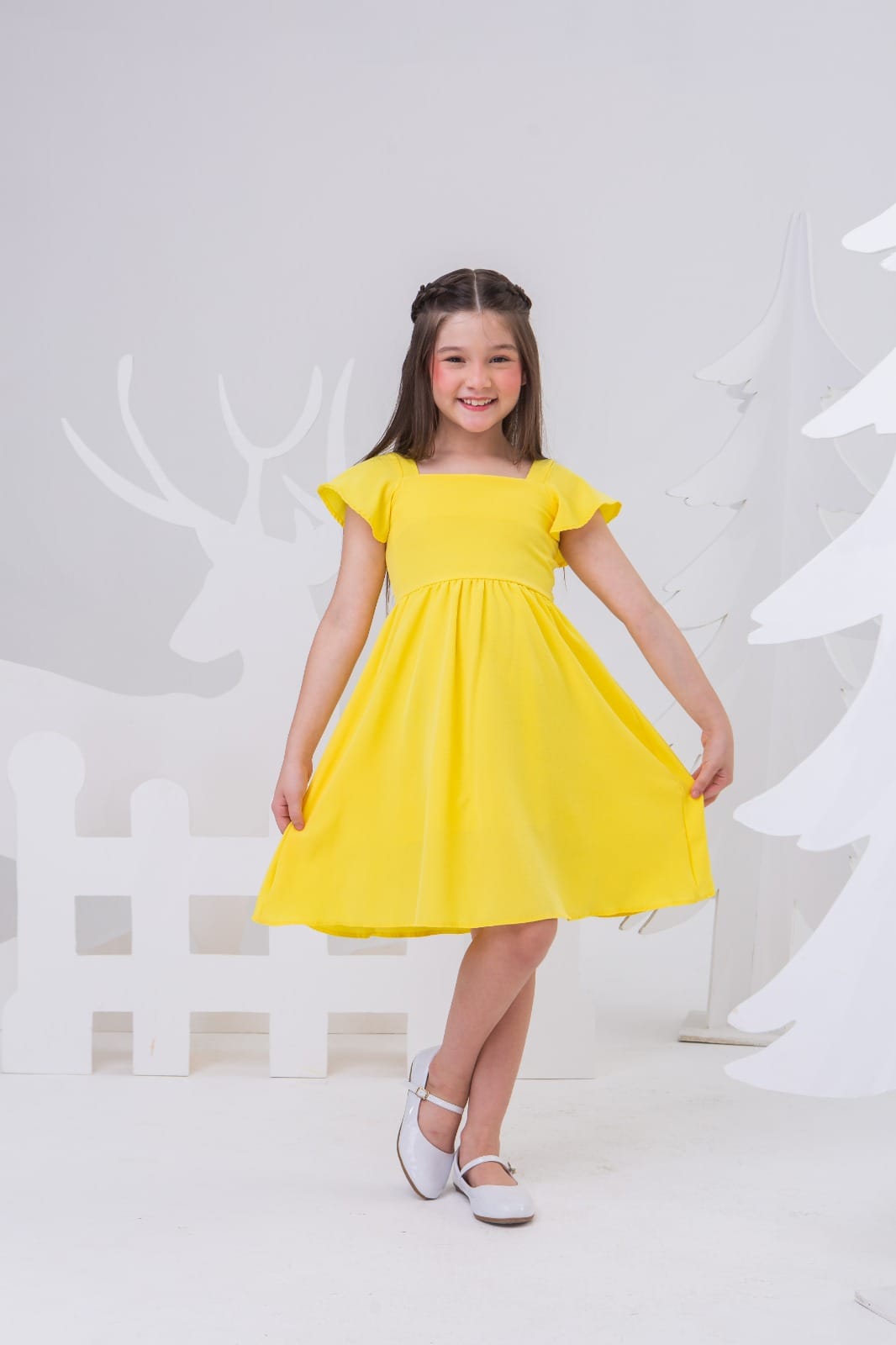 Vestido Infantil Festa Amarelo