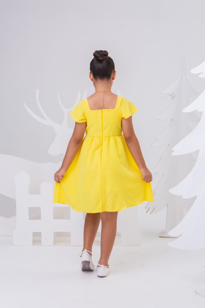 Vestido Infantil Festa Amarelo