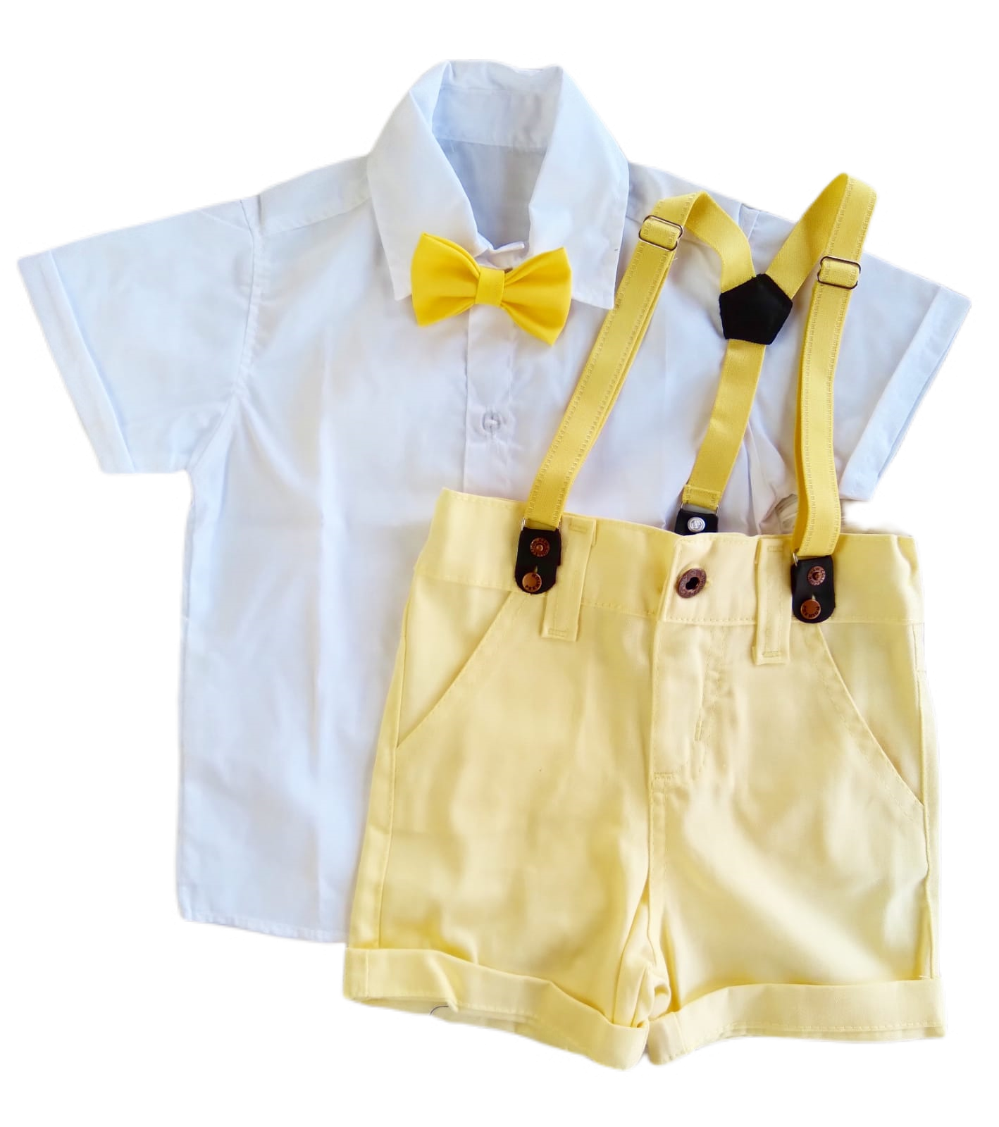 Batizado - Conjunto branco com amarelo