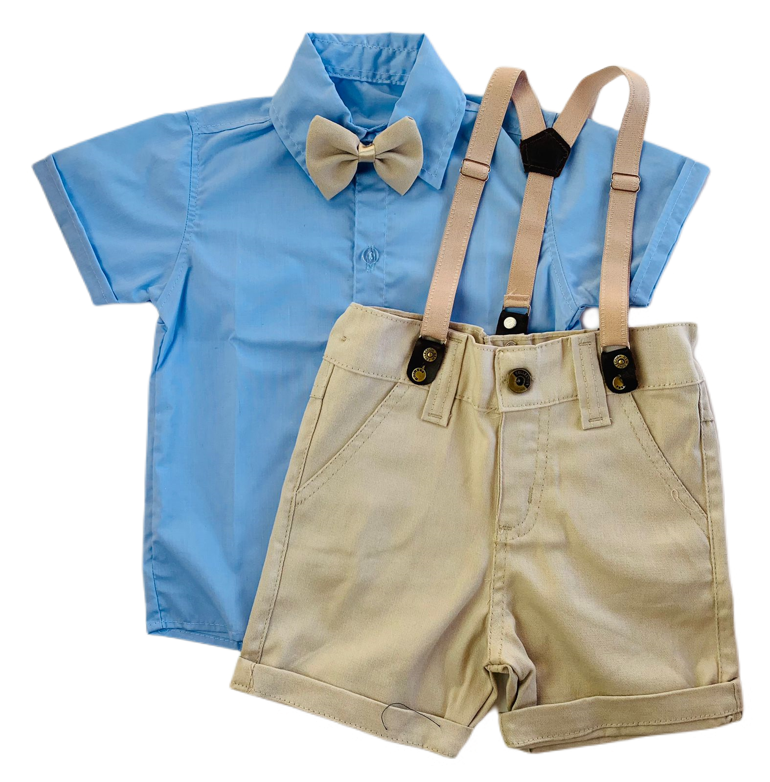 Batizado - Conjunto Azul com bege
