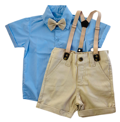Batizado - Conjunto Azul com bege