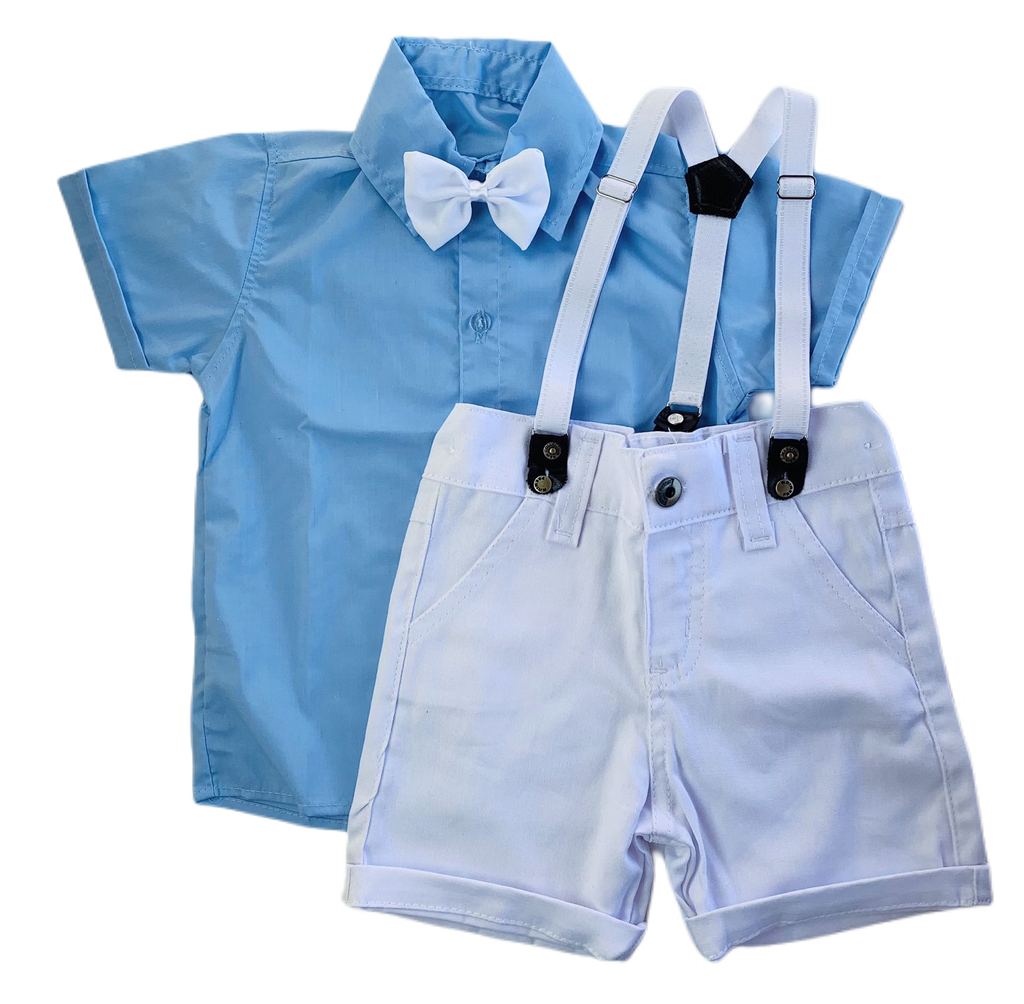 Batizado - Conjunto Azul com branco