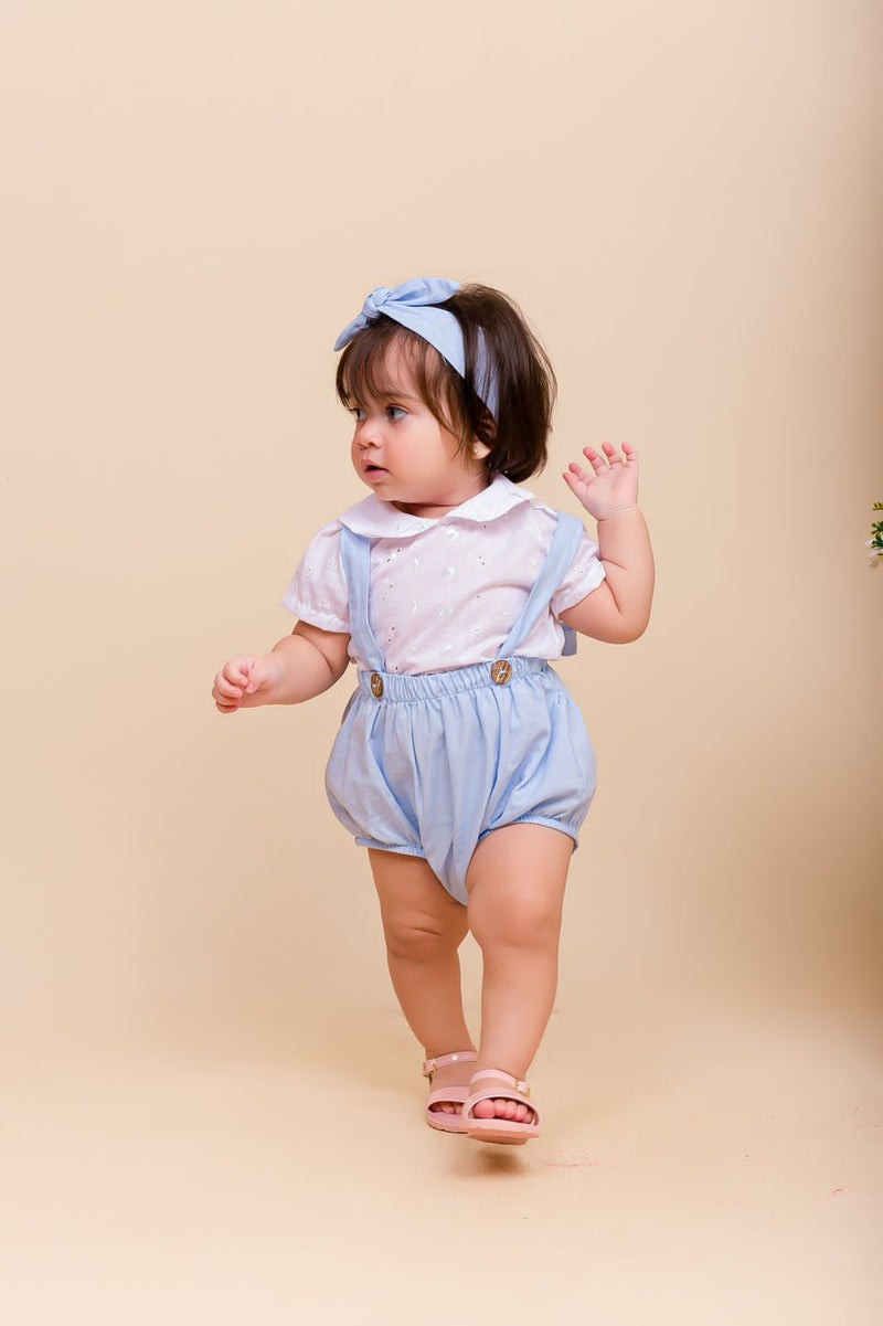 Conjunto Salopete Azul Menina