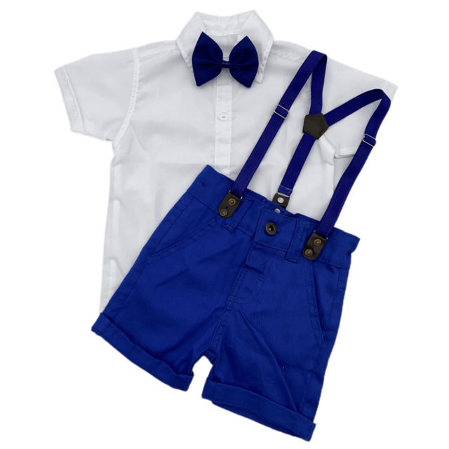 Batizado - Conjunto branco com azul royal