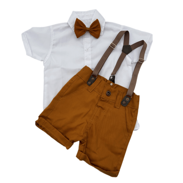 Conjunto Natalino branco com caramelo