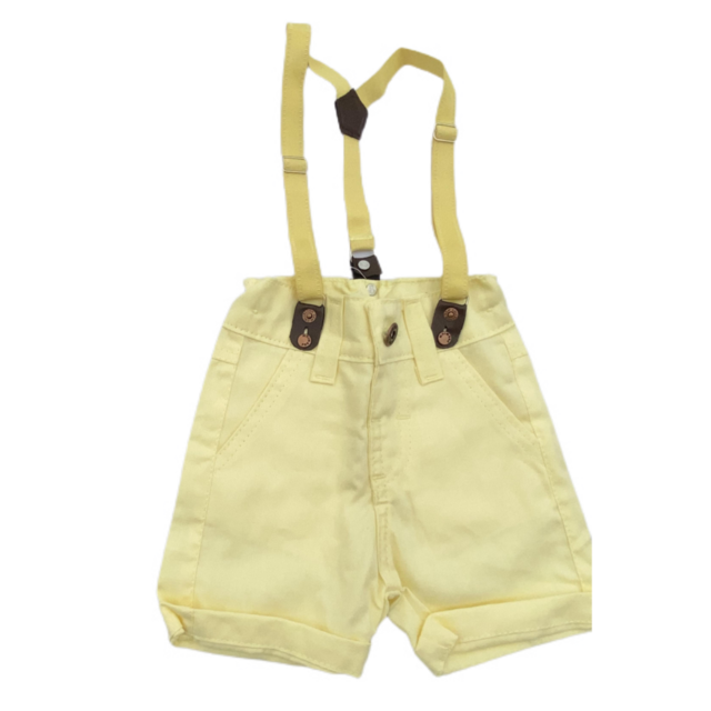 Bermuda com Suspensório - Amarelo
